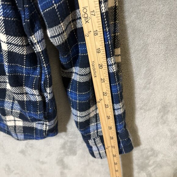Orvis Heavy Flannel Shirt Shacket Men XL Blue Plaid Button Up Long Sleeve Pocket - Picture 6 of 10